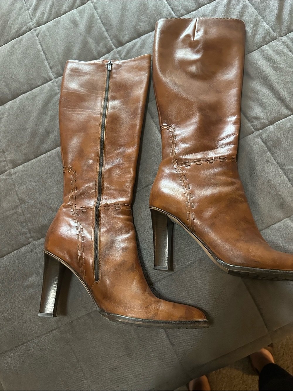 JCrew Classic Women's Tall Cognac Leather Heeled Boots